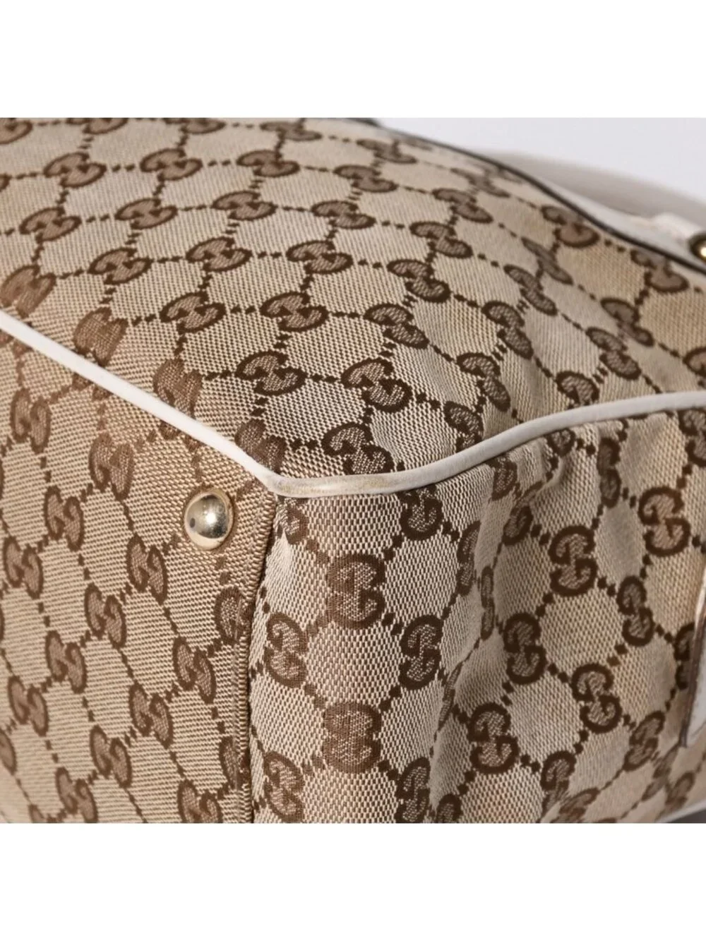 Gucci Guuci GG Canvas Shoulder Bag Beige White